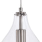 Vaxcel Ainslie 8" 1-Light Satin Nickel Mini Pendant Ceiling Light With Teardrop Clear Glass Shade