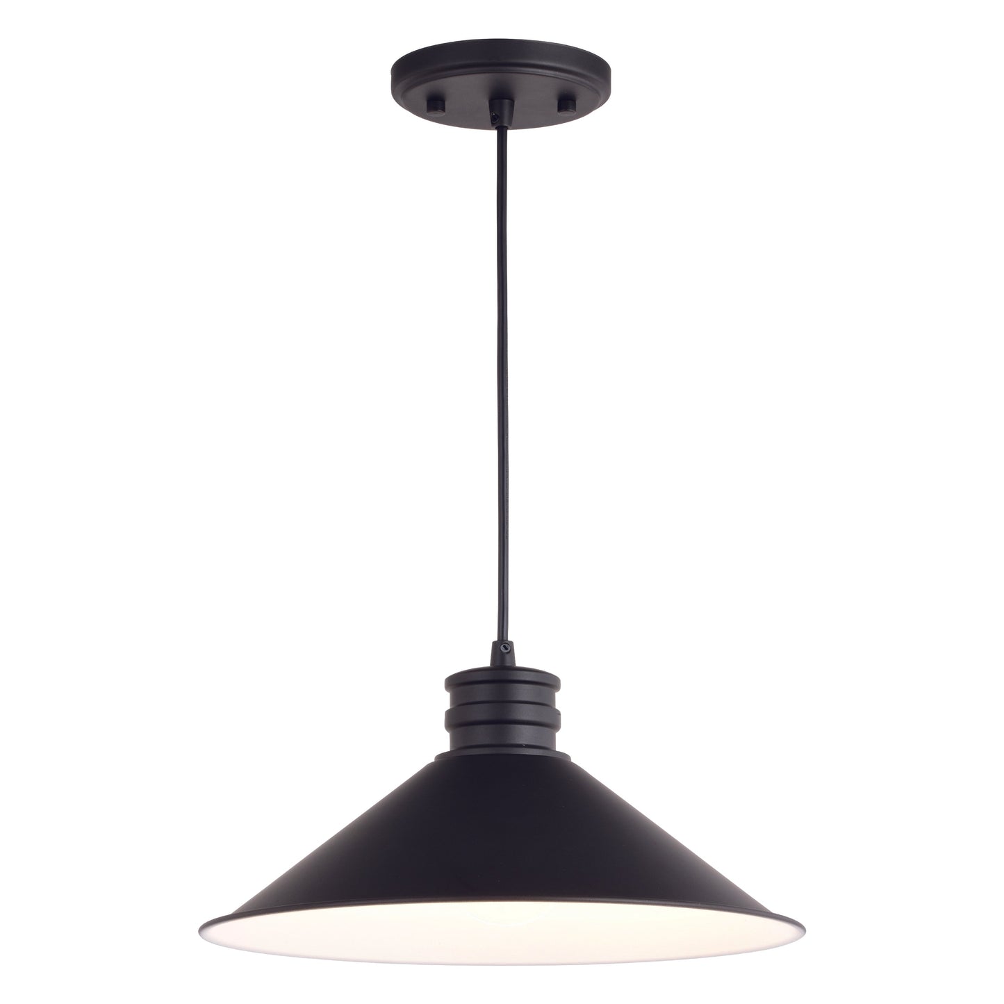 Vaxcel Akron 12" 1-Light Bronze Metal Industrial Pendant Light With Metal Shade