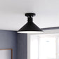 Vaxcel Akron 12" 1-Light Bronze Metal Semi-Flush Mount Ceiling Light With Cone Metal Shade