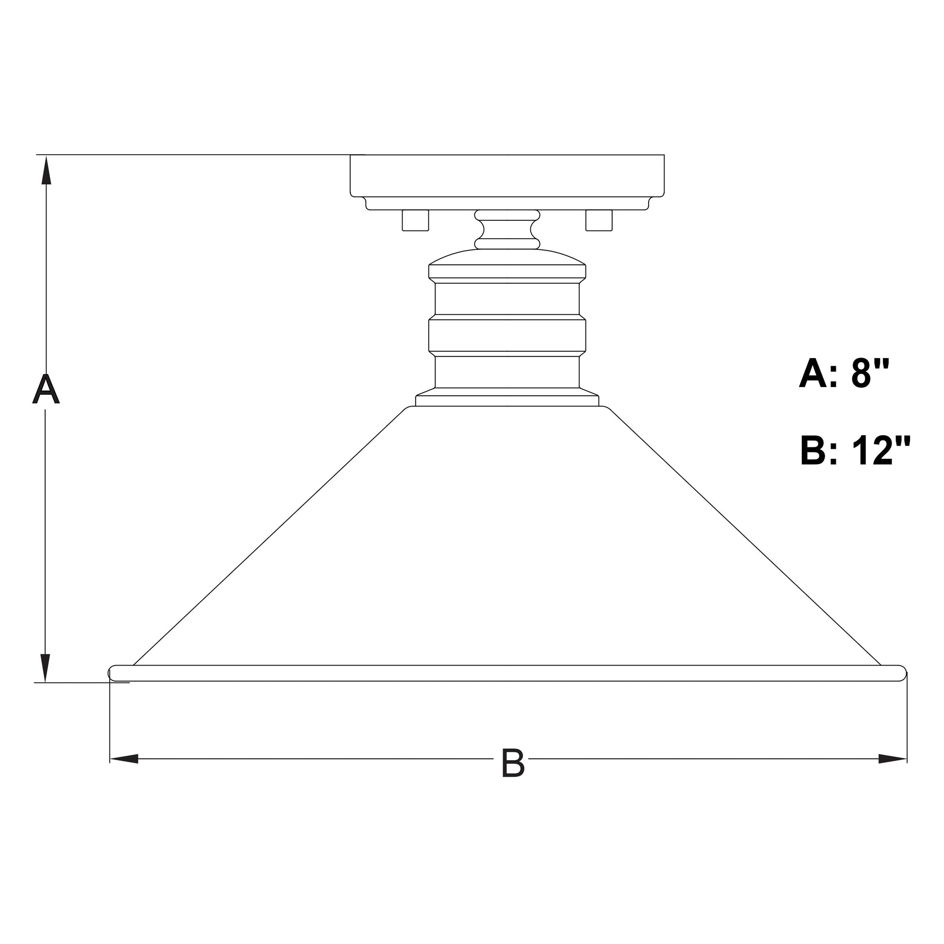 Vaxcel Akron 12" 1-Light Bronze Metal Semi-Flush Mount Ceiling Light With Cone Metal Shade