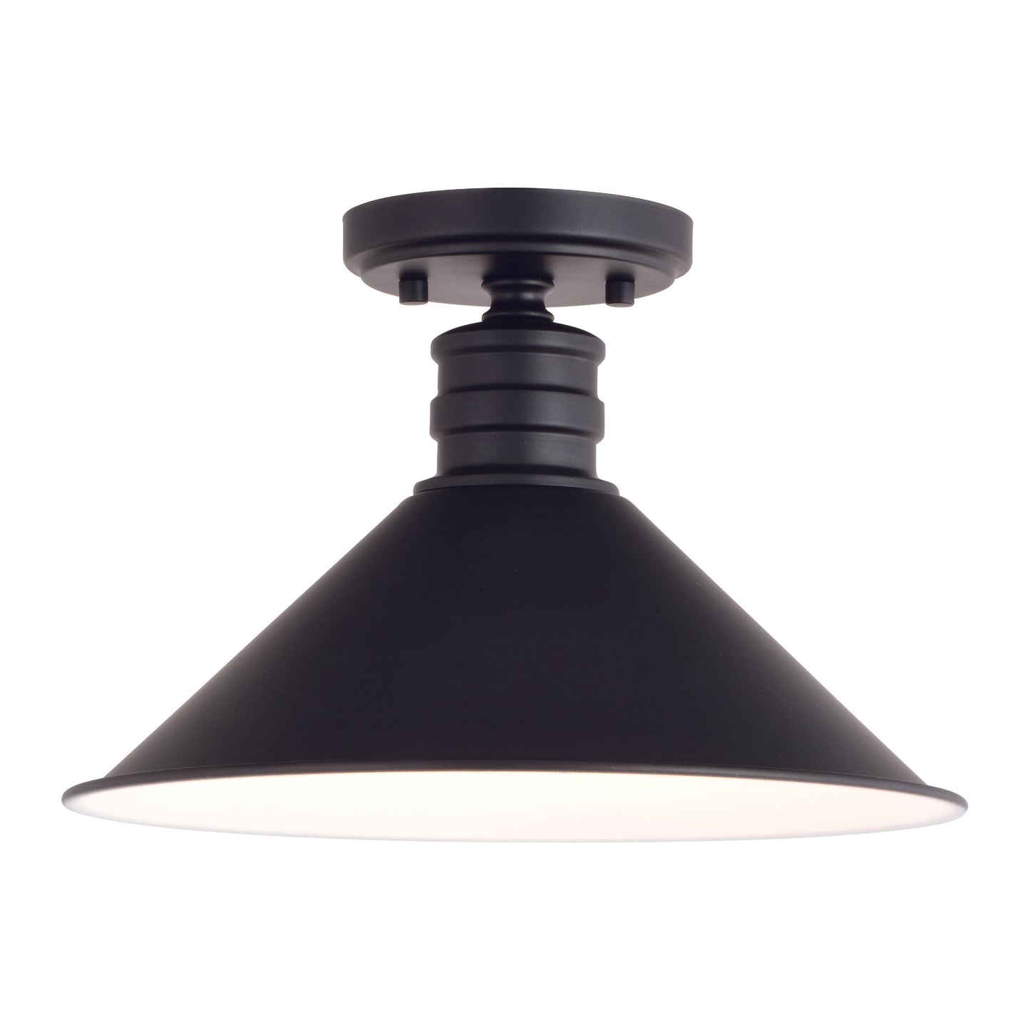 Vaxcel Akron 12" 1-Light Bronze Metal Semi-Flush Mount Ceiling Light With Cone Metal Shade