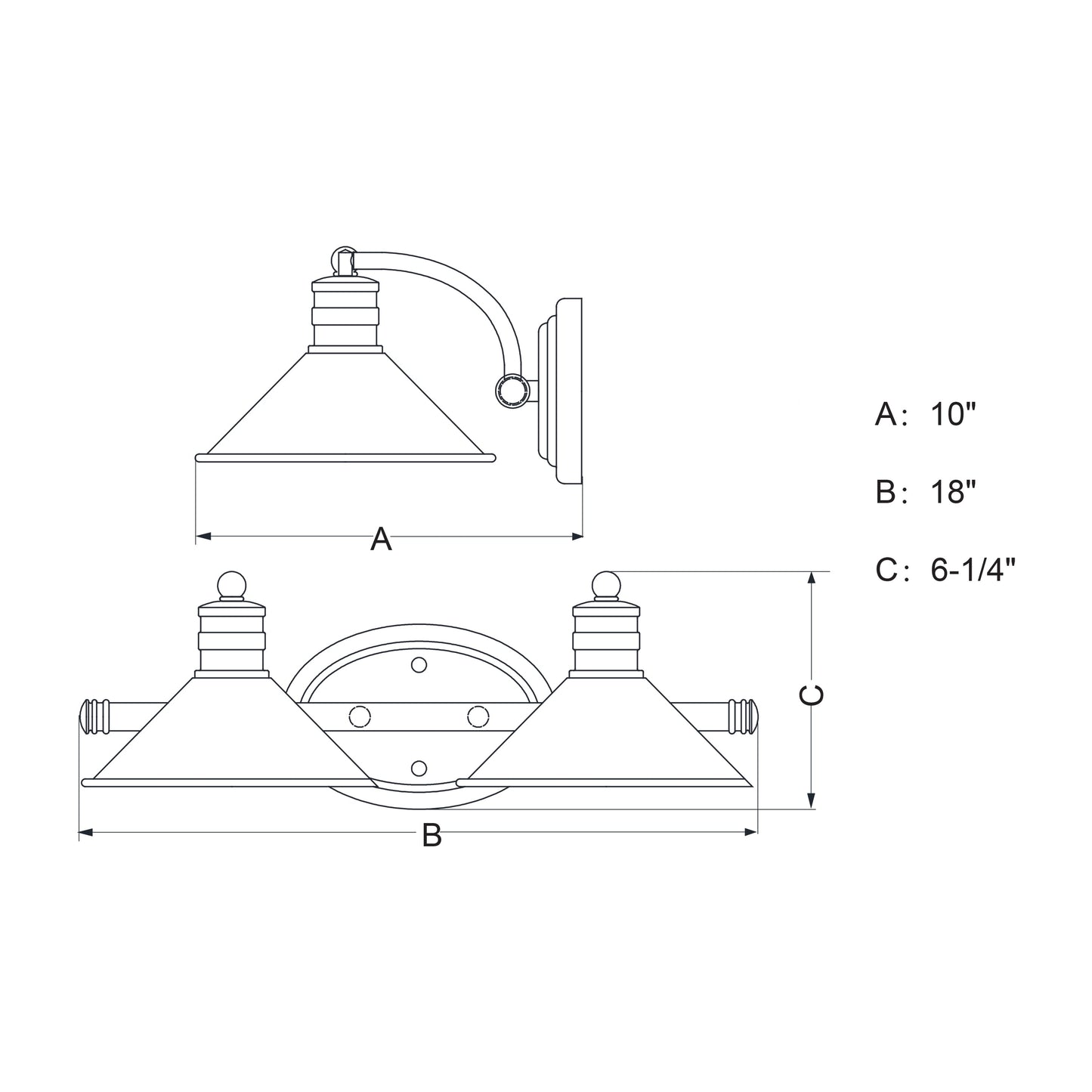 Vaxcel Akron 18" 2-Light Oil Rubbed Bronze and Matte White Vanity Light with Metal Shades