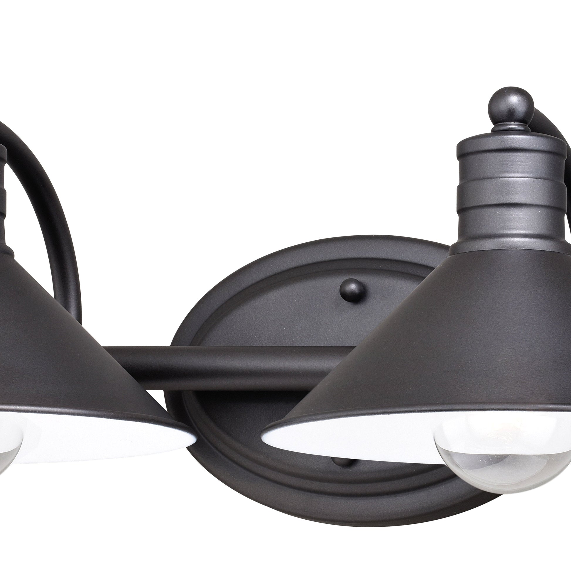 Vaxcel Akron 18" 2-Light Oil Rubbed Bronze and Matte White Vanity Light with Metal Shades