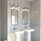 Vaxcel Akron 18" 2-Light Satin Nickel and Matte White Vanity Light With Metal Shades