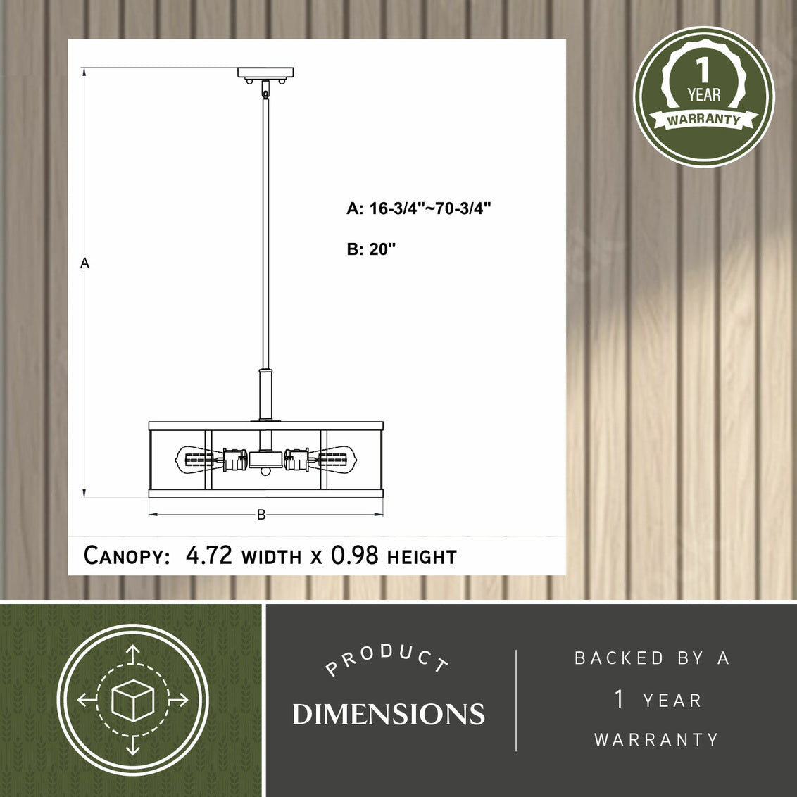 Vaxcel Akron 20-in. 5 Light Pendant Oil Rubbed Bronze