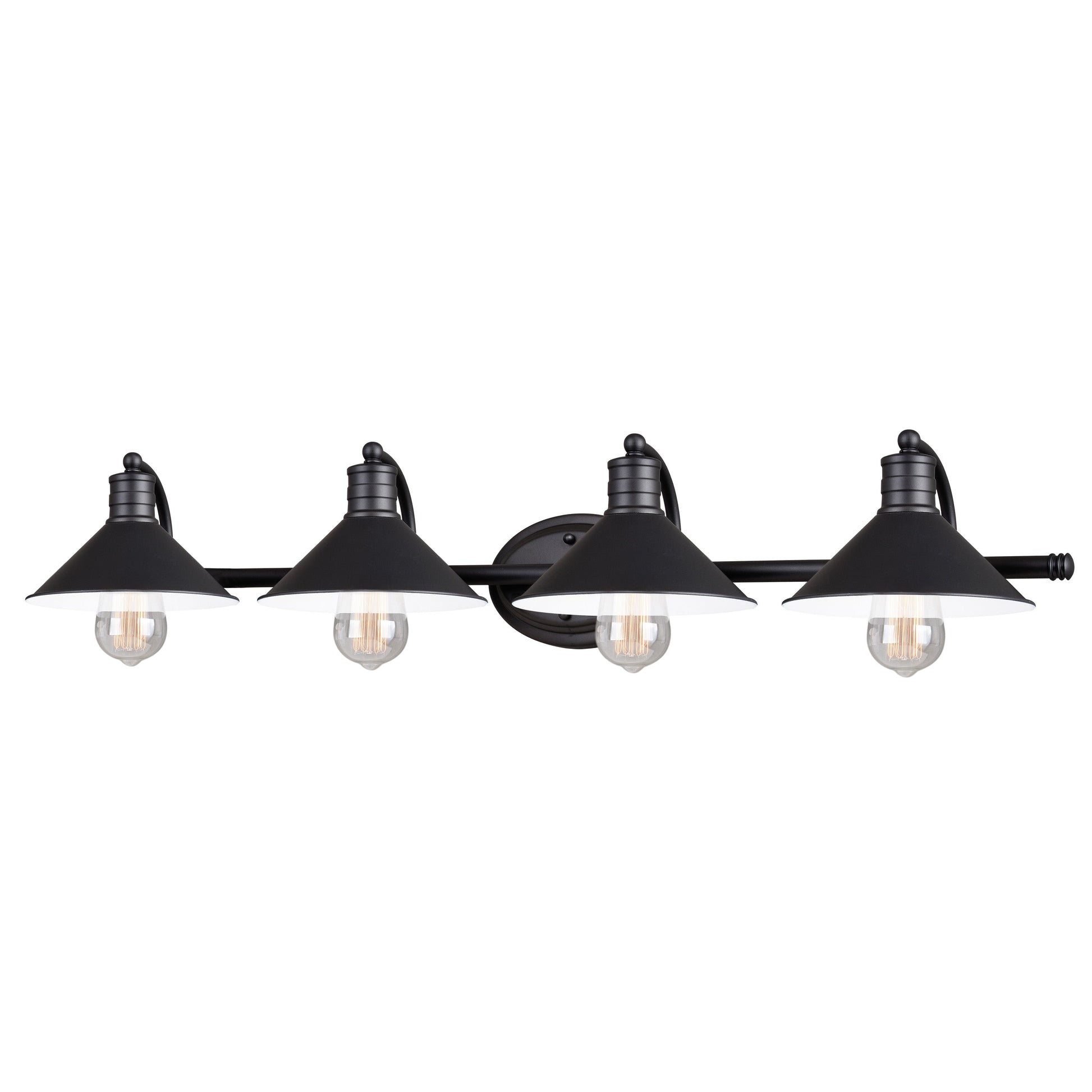 Vaxcel Akron 38" 4-Light Oil Rubbed Bronze and Matte White Vanity Light With Metal Shades