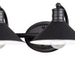 Vaxcel Akron 38" 4-Light Oil Rubbed Bronze and Matte White Vanity Light With Metal Shades