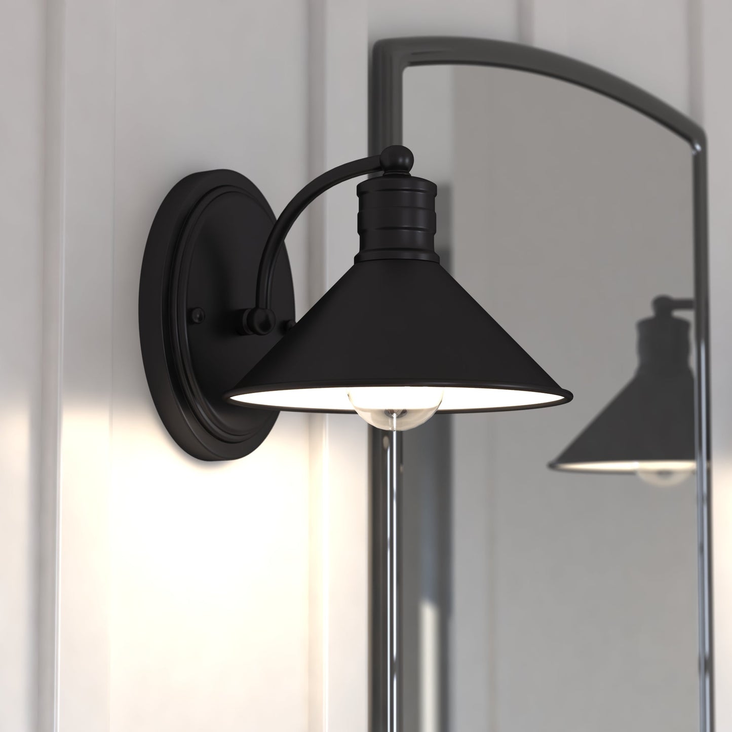 Vaxcel Akron 8" 1-Light Oil Rubbed Bronze and Matte White Vanity Wall Sconce With Metal Shade