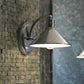 Vaxcel Akron 8" 1-Light Satin Nickel and Matte White Vanity Wall Sconce with Metal Shade