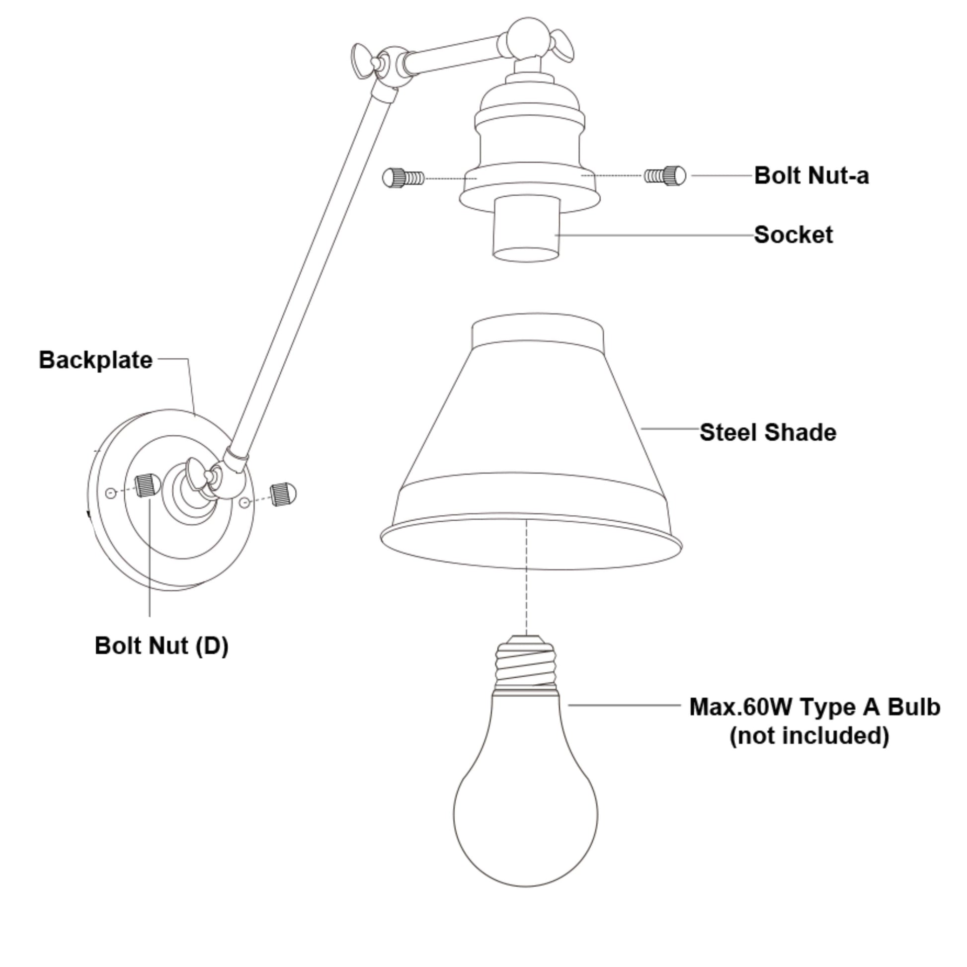 Vaxcel Alexis 6" 1-Light Oil Rubbed Bronze & Satin Gold Adjustable Swing Arm Wall Light With Metal Shade