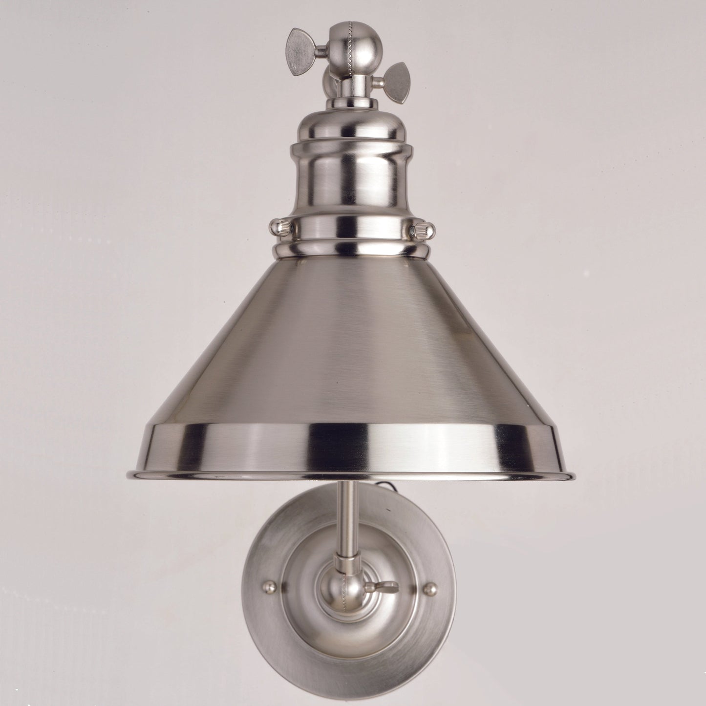 Vaxcel Alexis 8" 1-Light Satin Nickel and Matte White Adjustable Swing Arm Wall Light With Metal Shade