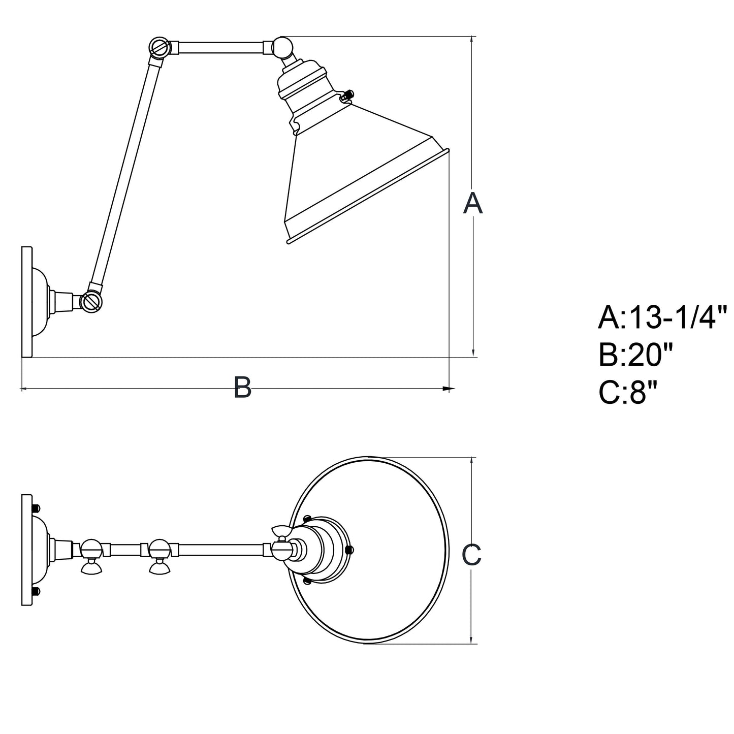 Vaxcel Alexis 8" 1-Light Satin Nickel and Matte White Adjustable Swing Arm Wall Light With Metal Shade