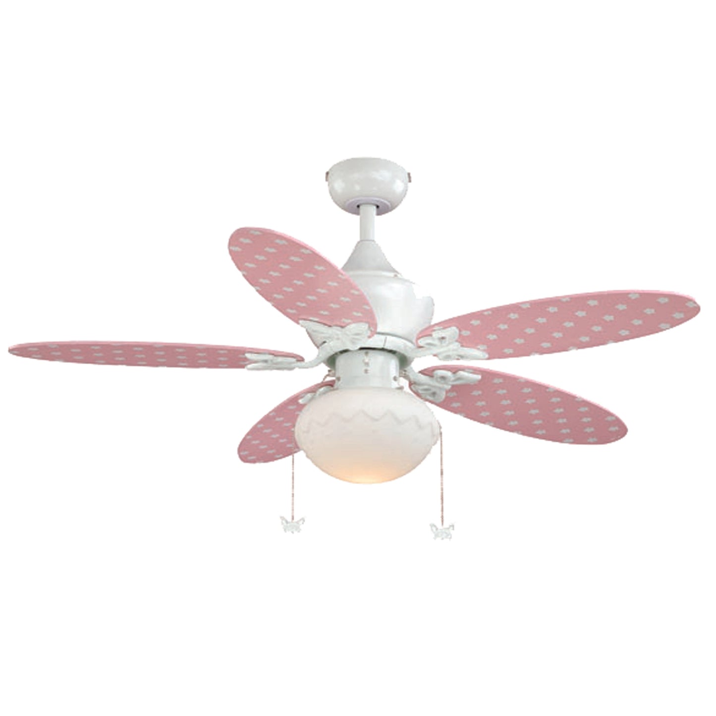 Vaxcel Alice 44" 5-Blade Pink Daisy and White Children Ceiling Fan With LED Light Kit