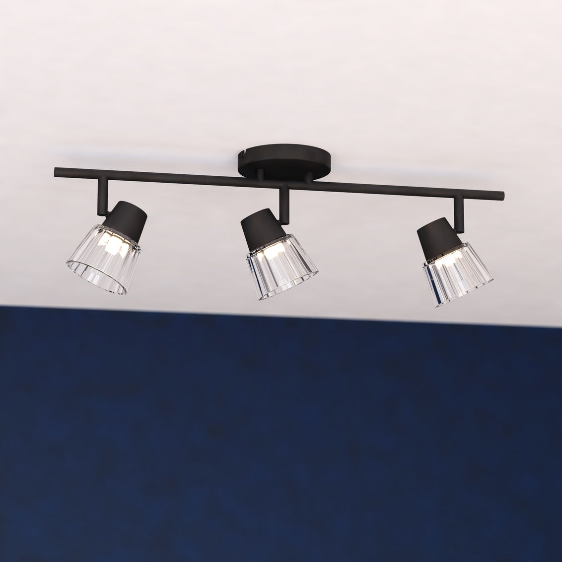 Vaxcel Allerton 12-in. W 3 Light Flush Mount Matte Black