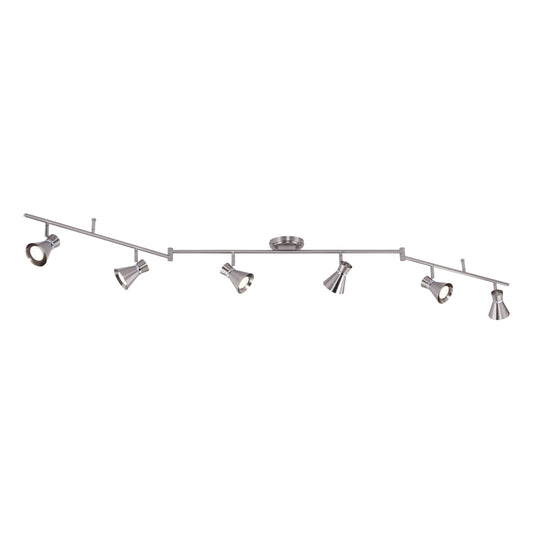 Vaxcel Alto 82" 6-Light Brushed Nickel Adjustable Ceiling Spot Light With Metal Shades