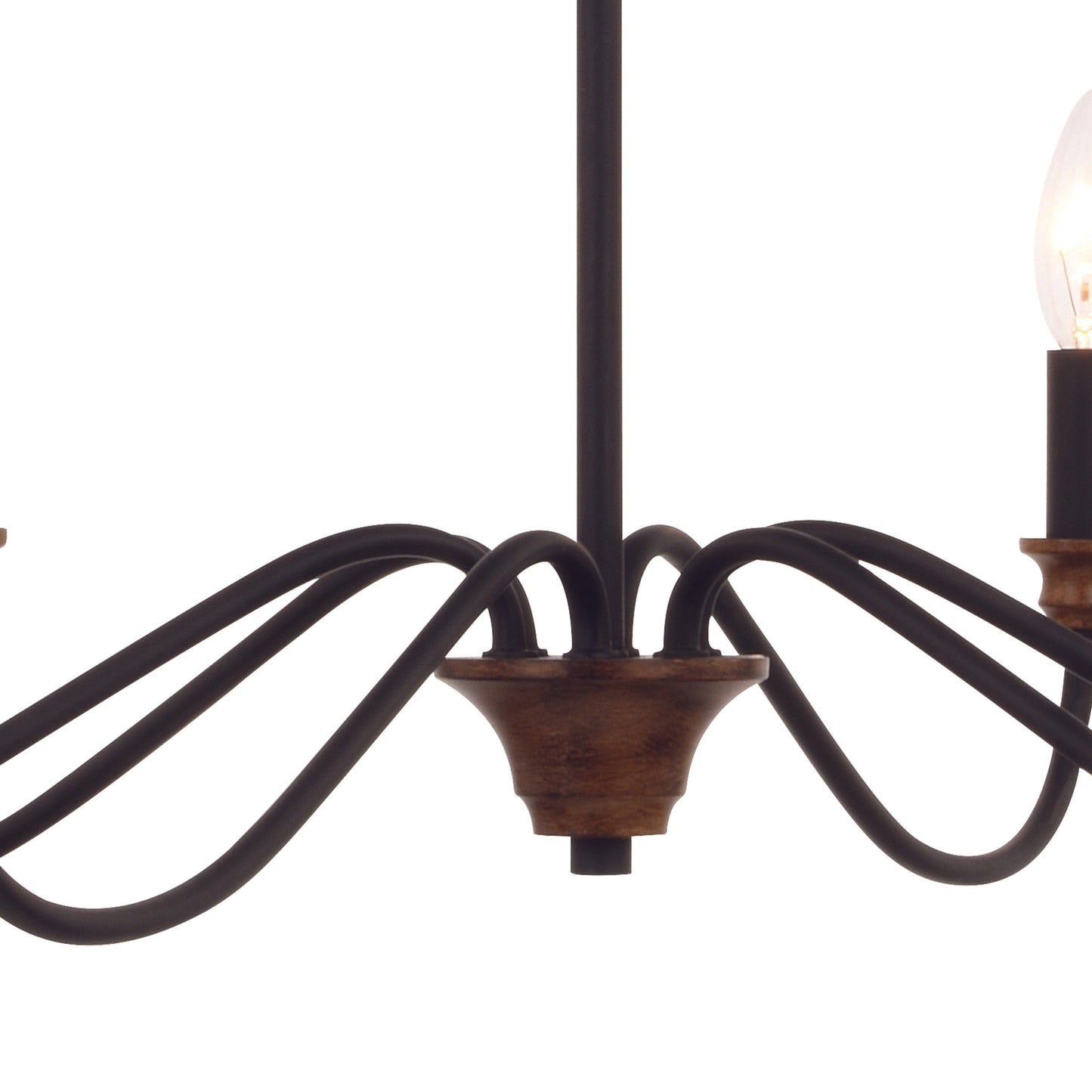 Vaxcel Annabelle 30" 6-Light Matte Black and Brushed Walnut Taper Candle Chandelier