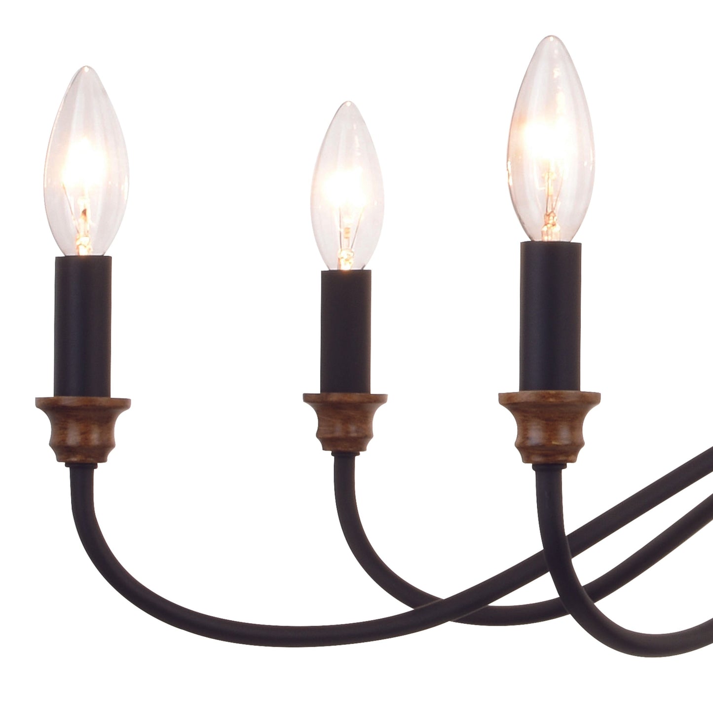 Vaxcel Annabelle 30" 6-Light Matte Black and Brushed Walnut Taper Candle Chandelier