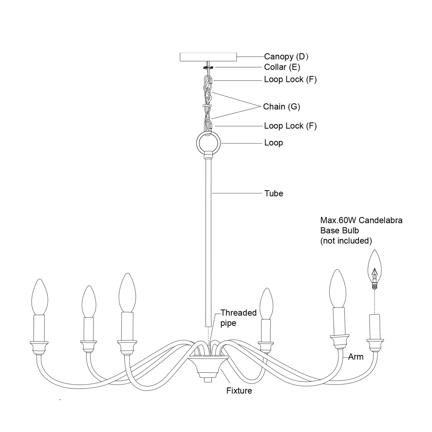 Vaxcel Annabelle 30" 6-Light Matte Black and Brushed Walnut Taper Candle Chandelier