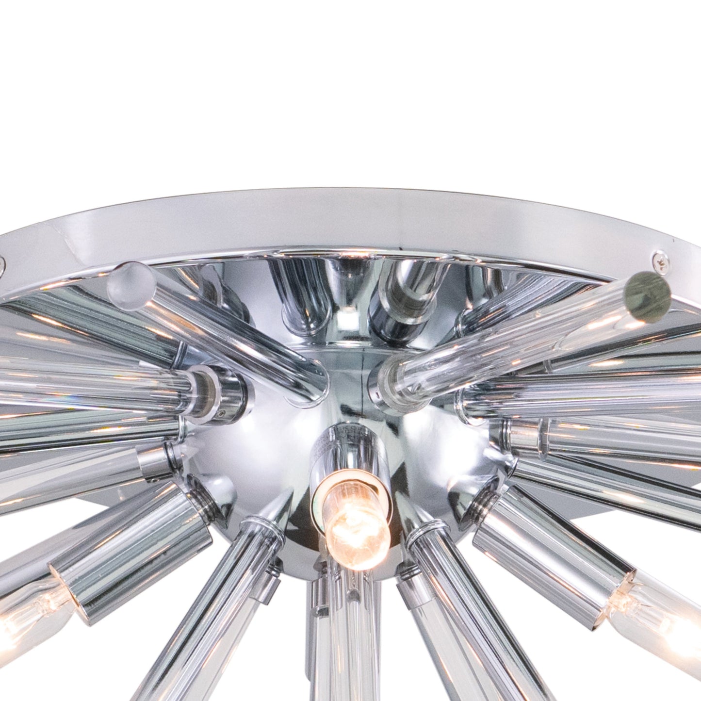 Vaxcel Aria 23" 4-Light Chrome Mid-Century Modern Sputnik Flush Mount Lighting With Glass Accents