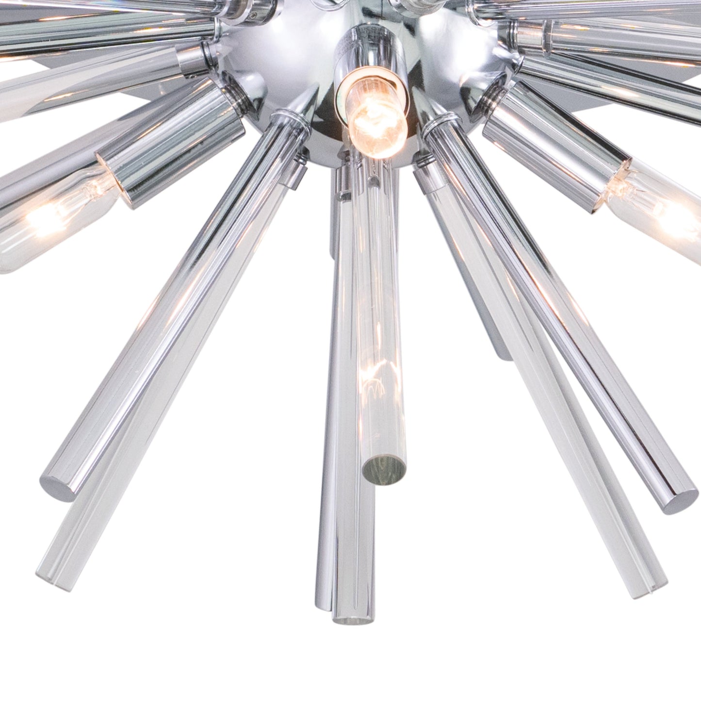 Vaxcel Aria 23" 4-Light Chrome Mid-Century Modern Sputnik Flush Mount Lighting With Glass Accents