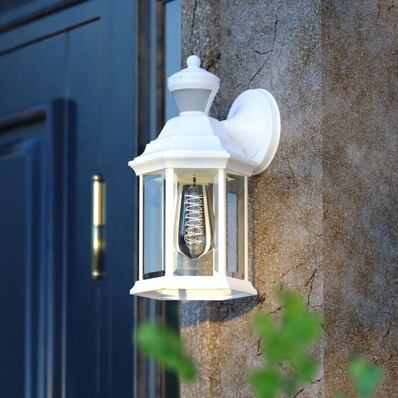 Vaxcel Auburn Dualux 6.25-in. Outdoor Motion Sensor Wall Light Textured White