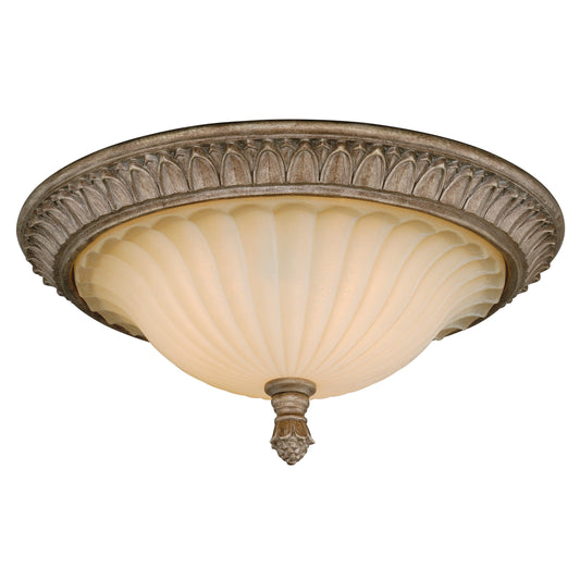 Vaxcel Avenant 16" 1-Light Bronze Flush Mount Ceiling Light With Amber Scavo Glass Shade