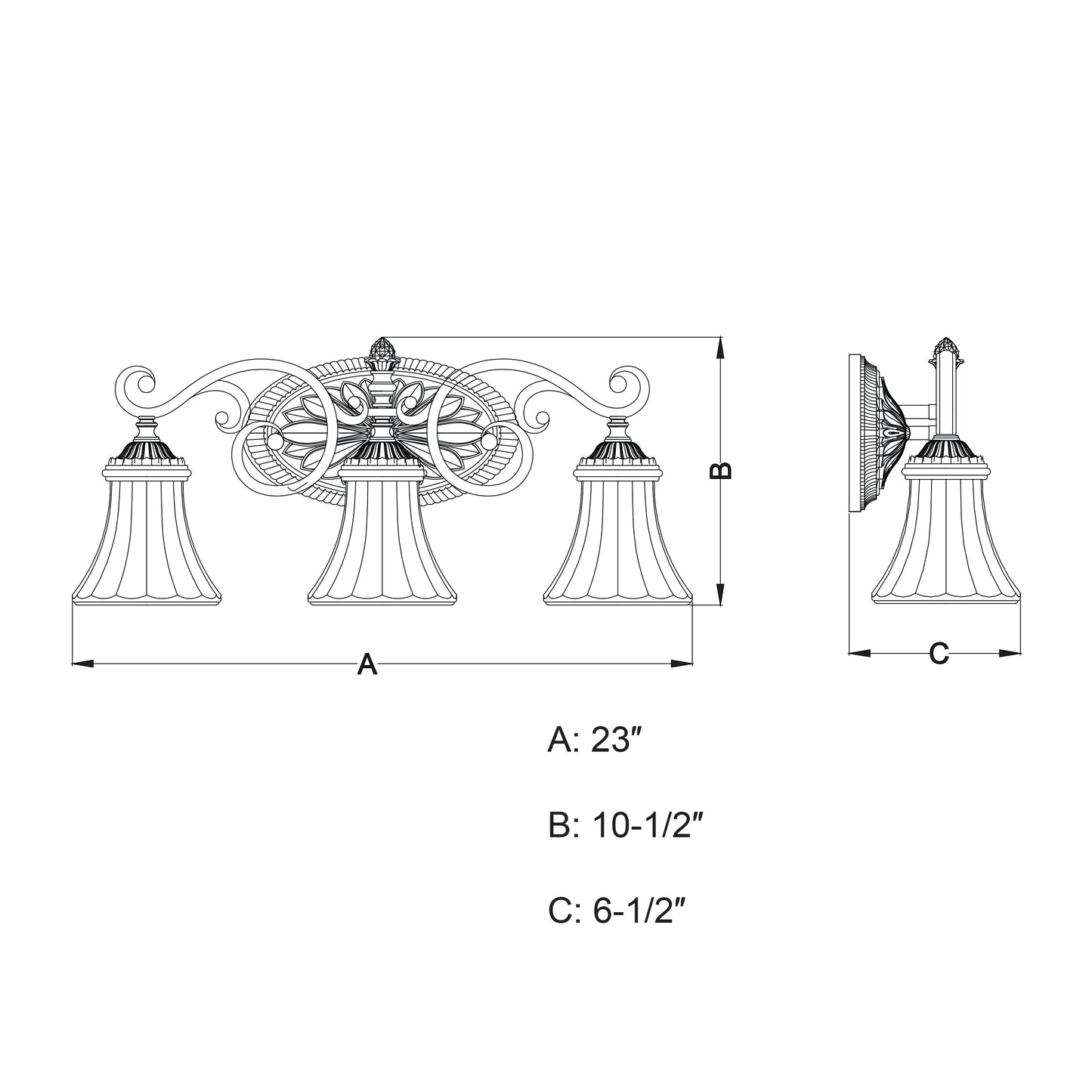 Vaxcel Avenant 23" 3-Light Venetian Bronze Bathroom Vanity Wall Sconce With Etched White Glass Shades