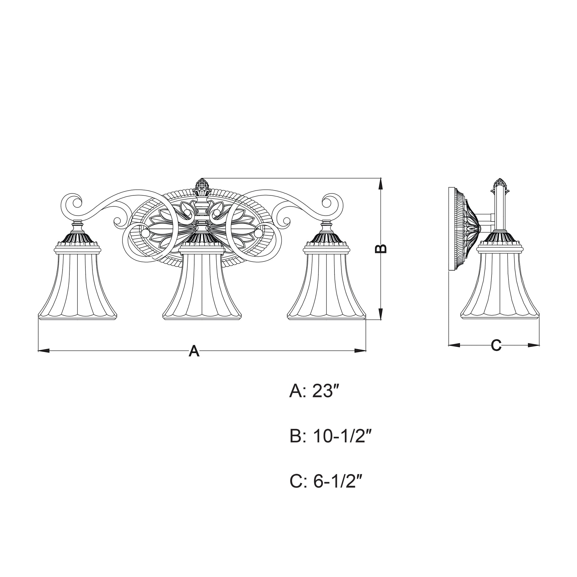 Vaxcel Avenant 23" 3-Light Venetian Bronze Bathroom Vanity Wall Sconce With Etched White Glass Shades