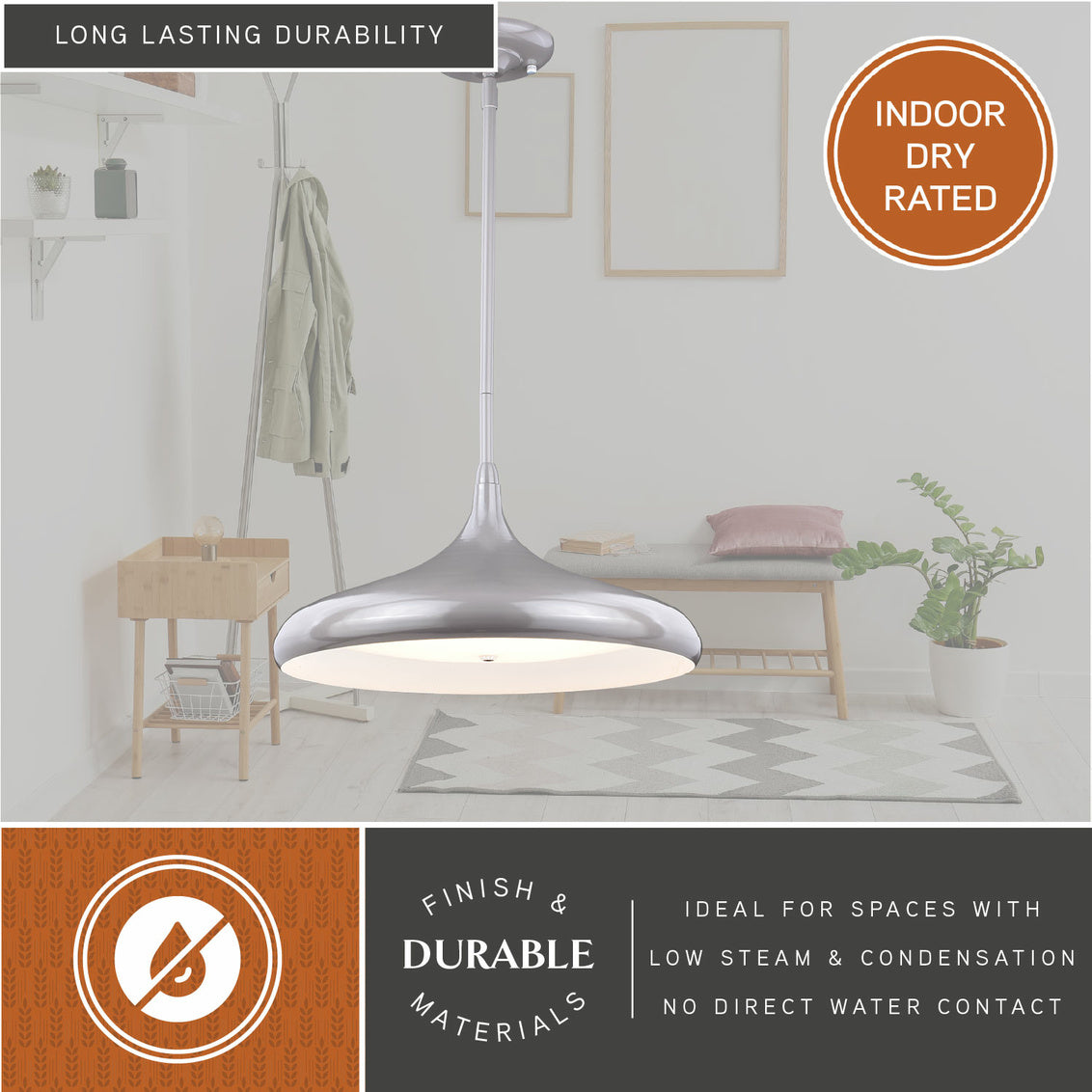 Vaxcel Bacio Instalux 21-in LED Pendant Taupe