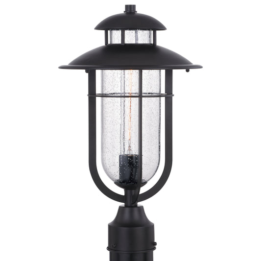 Vaxcel Bar Harbor 10" 1-Light Noble Bronze Coastal Outdoor Post Lamp With Clear Seeded Glass Shade