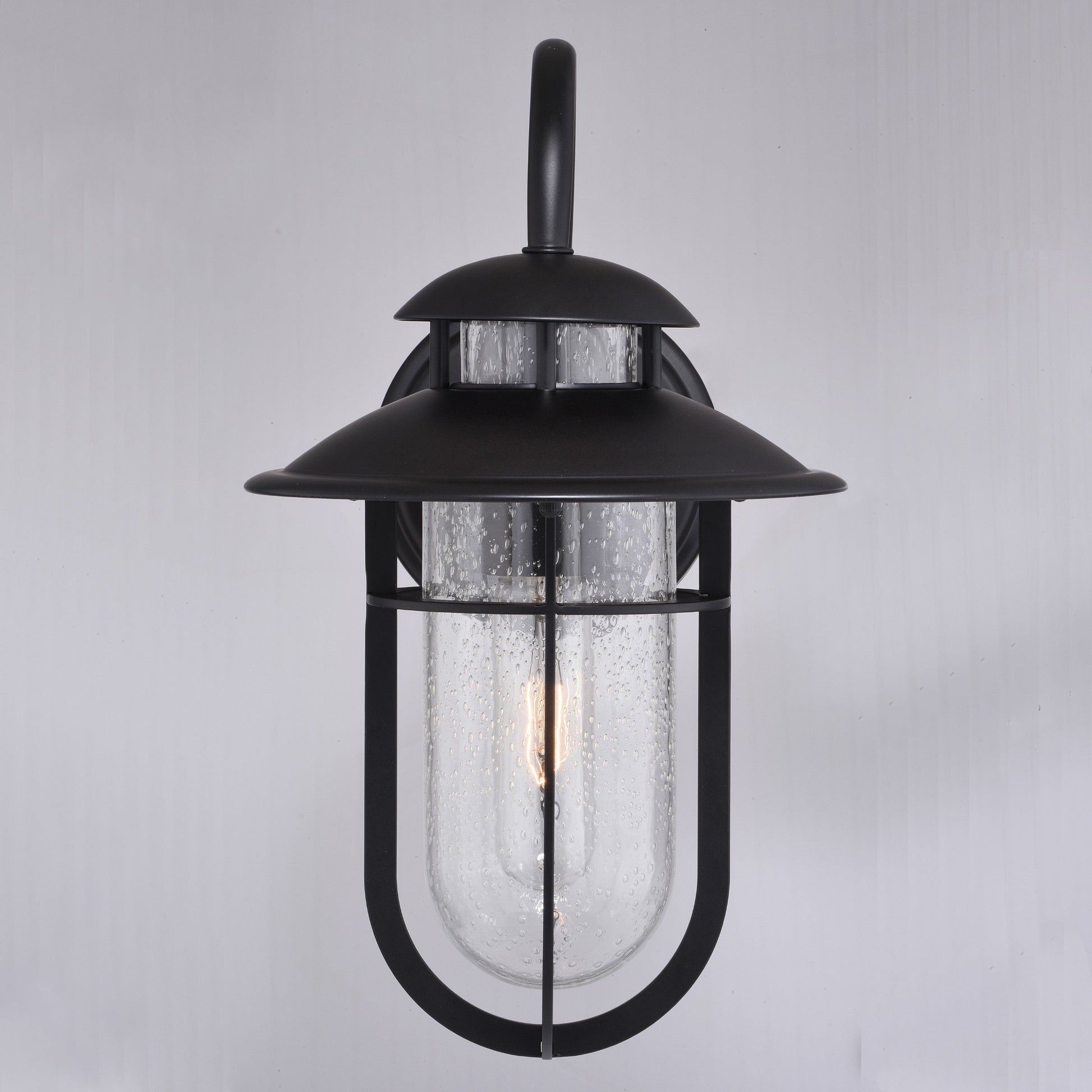 Vaxcel Bar Harbor 8" 1-Light Noble Bronze Coastal Outdoor Wall Lantern With Clear Seeded Glass Shade