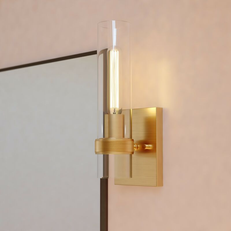 Vaxcel Bari 13-in.H Wall Light Satin Brass