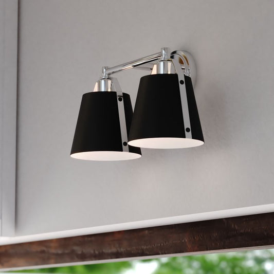 Vaxcel Barrington 16-in. 2 Light Vanity Matte Black and Chrome