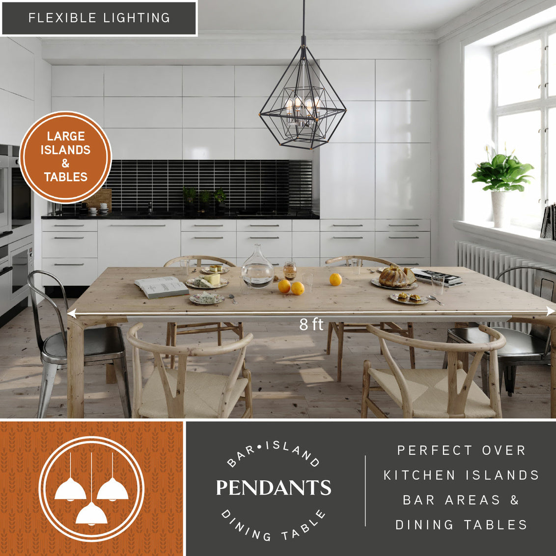Vaxcel Bartlett 24 in. W 4 Light Pendant Oil Rubbed Bronze with Satin Nickel