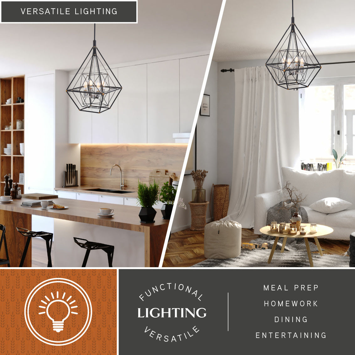 Vaxcel Bartlett 24 in. W 4 Light Pendant Oil Rubbed Bronze with Satin Nickel