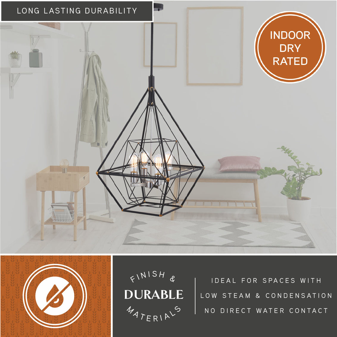 Vaxcel Bartlett 24 in. W 4 Light Pendant Oil Rubbed Bronze with Satin Nickel