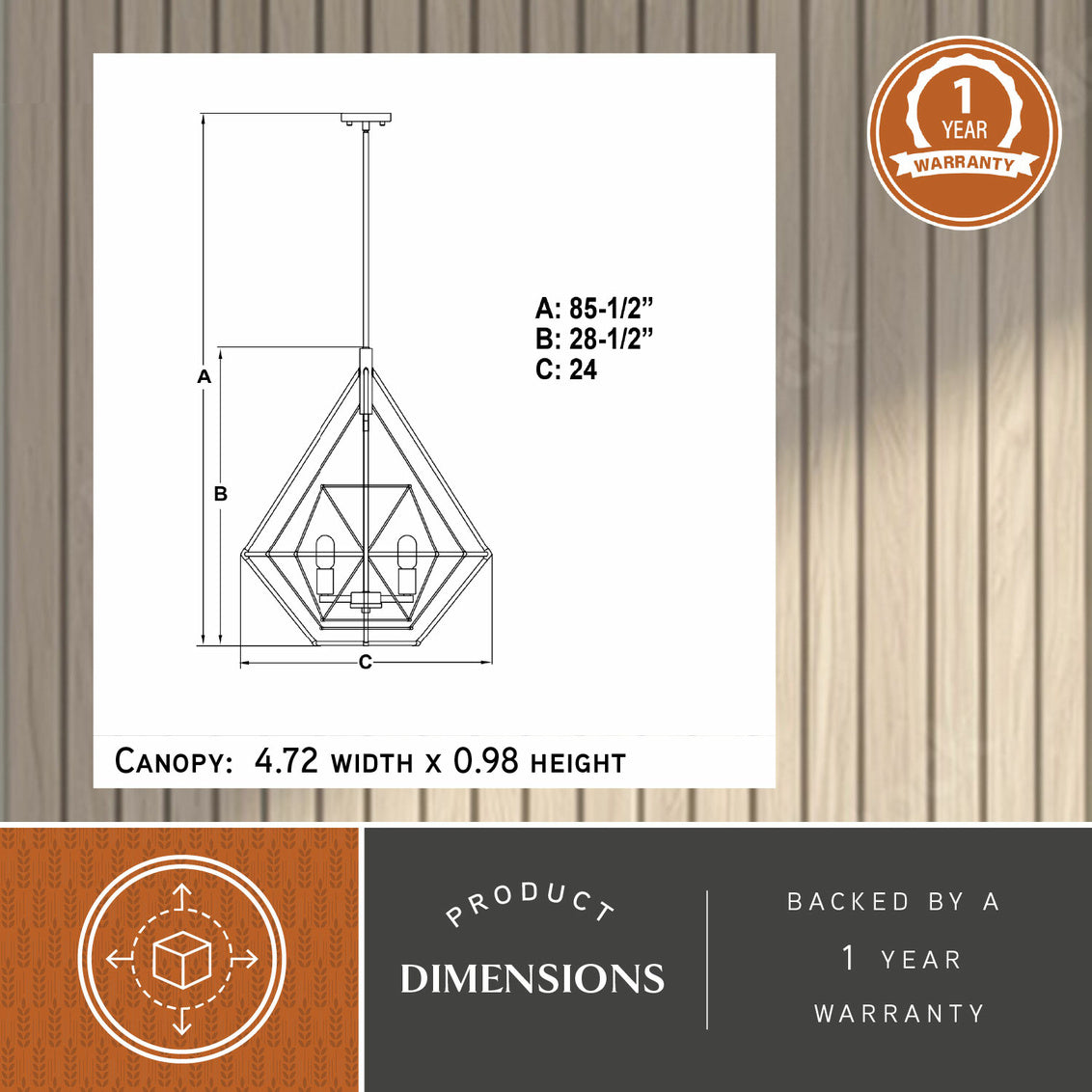 Vaxcel Bartlett 24 in. W 4 Light Pendant Oil Rubbed Bronze with Satin Nickel