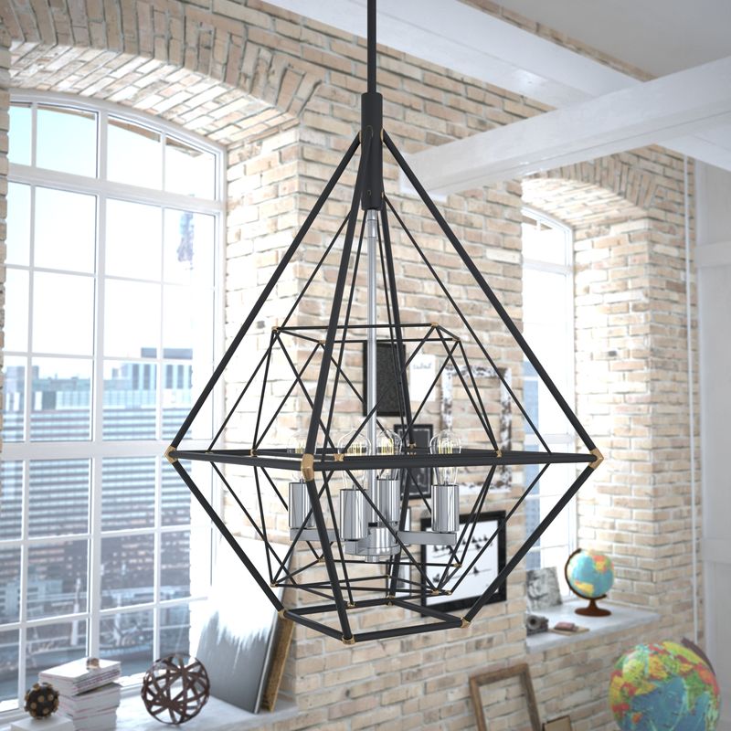 Vaxcel Bartlett 24 in. W 4 Light Pendant Oil Rubbed Bronze with Satin Nickel