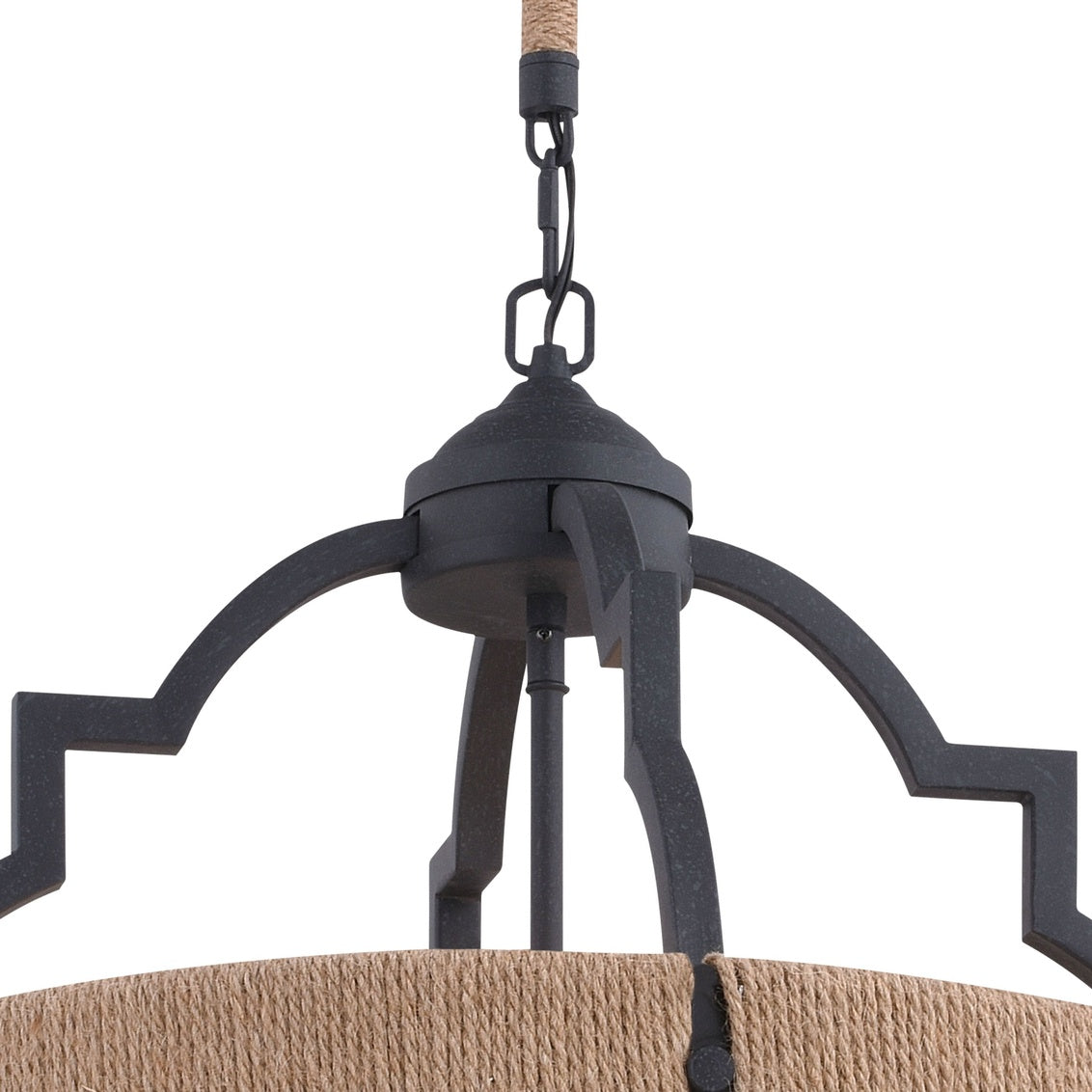 Vaxcel Beaumont 20 in. W 4 Light Pendant Textured Gray with Natural Rope