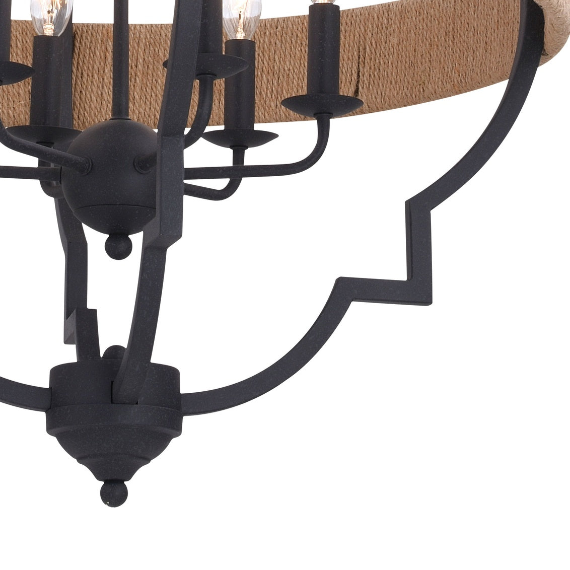 Vaxcel Beaumont 25 in. W 6 Light Pendant Textured Gray with Natural Rope