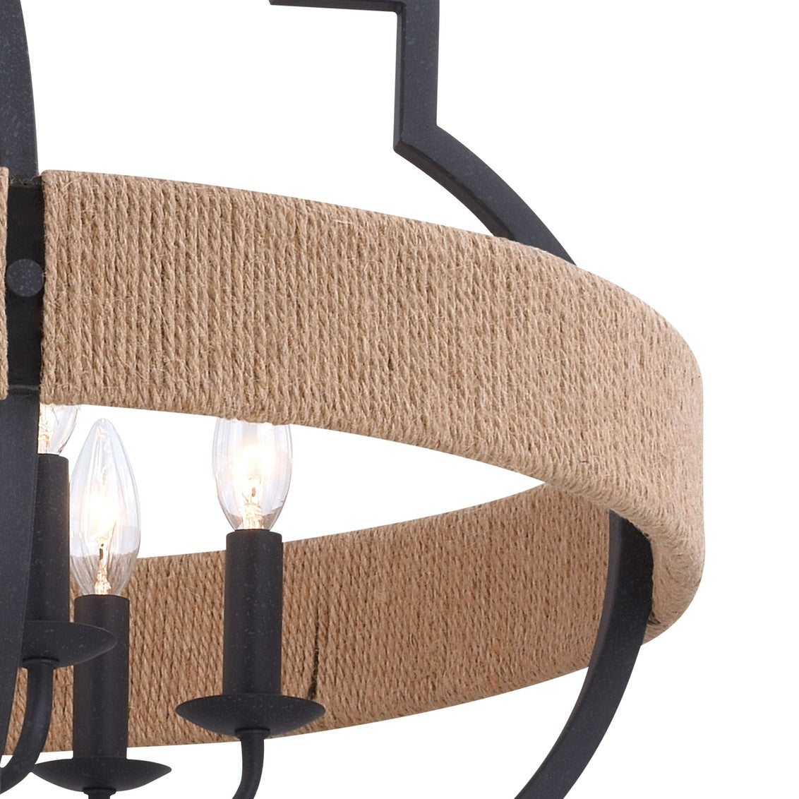 Vaxcel Beaumont 25 in. W 6 Light Pendant Textured Gray with Natural Rope