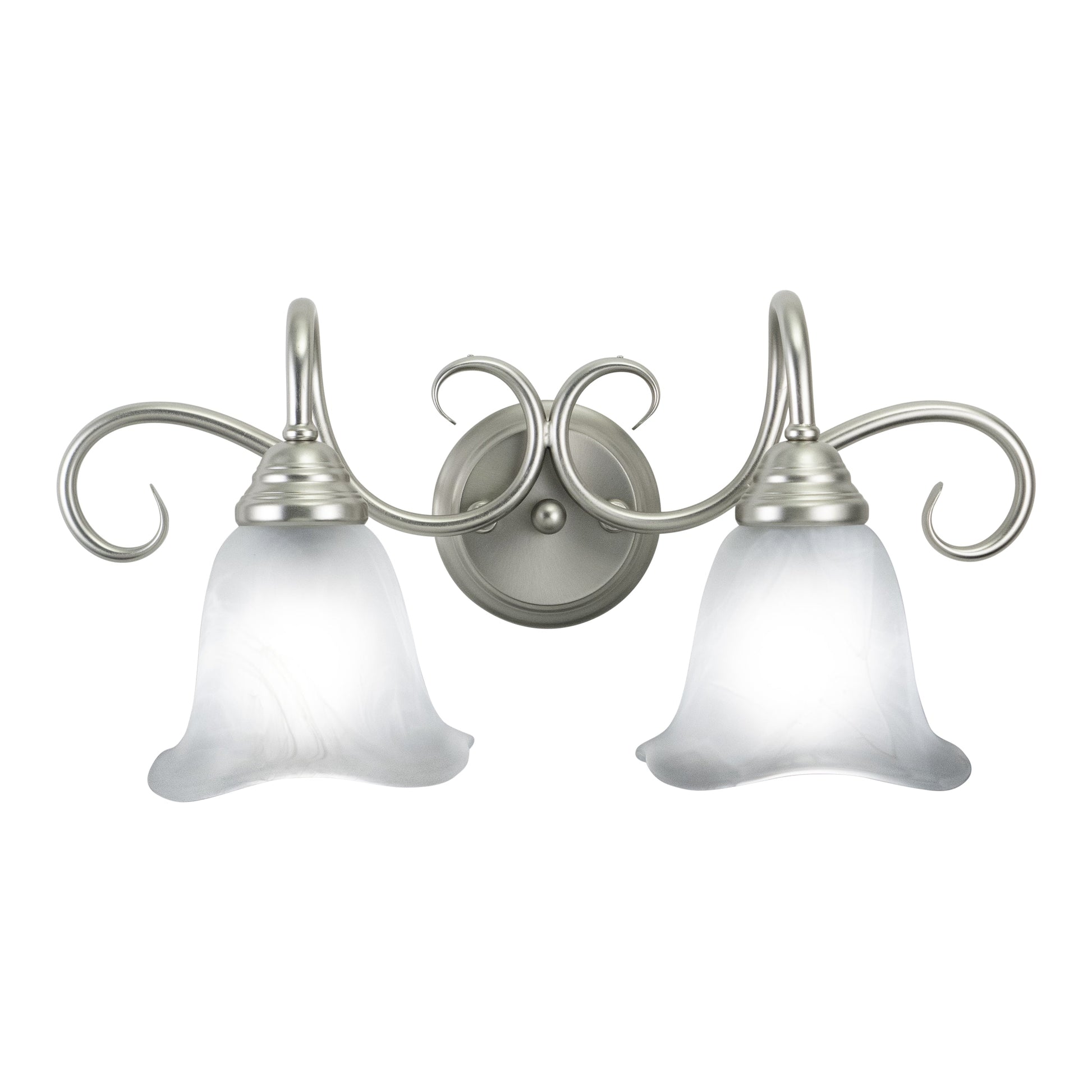 Vaxcel Bella 20" 2-Light Brushed Nickel Bathroom Vanity Wall Sconce With White Alabaster Glass Shades