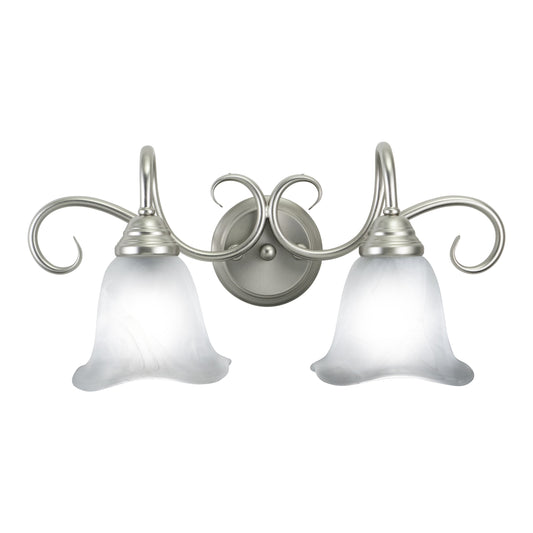 Vaxcel Bella 20" 2-Light Brushed Nickel Bathroom Vanity Wall Sconce With White Alabaster Glass Shades