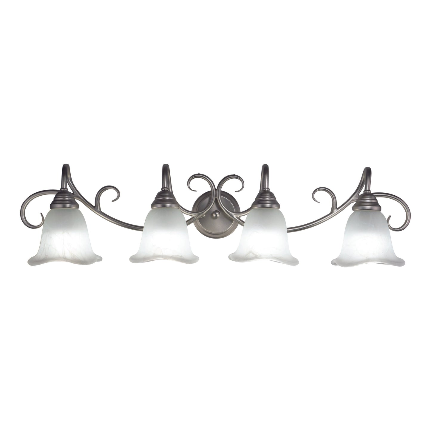 Vaxcel Bella 38" 4-Light Brushed Nickel Bathroom Vanity Wall Light With White Alabaster Glass Shades