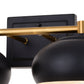 Vaxcel Belmont 19" 2-Light Black and Brass Mid-Century Modern Bathroom Vanity Wall Light With Black Metal Dome Shades