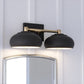 Vaxcel Belmont 19" 2-Light Black and Brass Mid-Century Modern Bathroom Vanity Wall Light With Black Metal Dome Shades