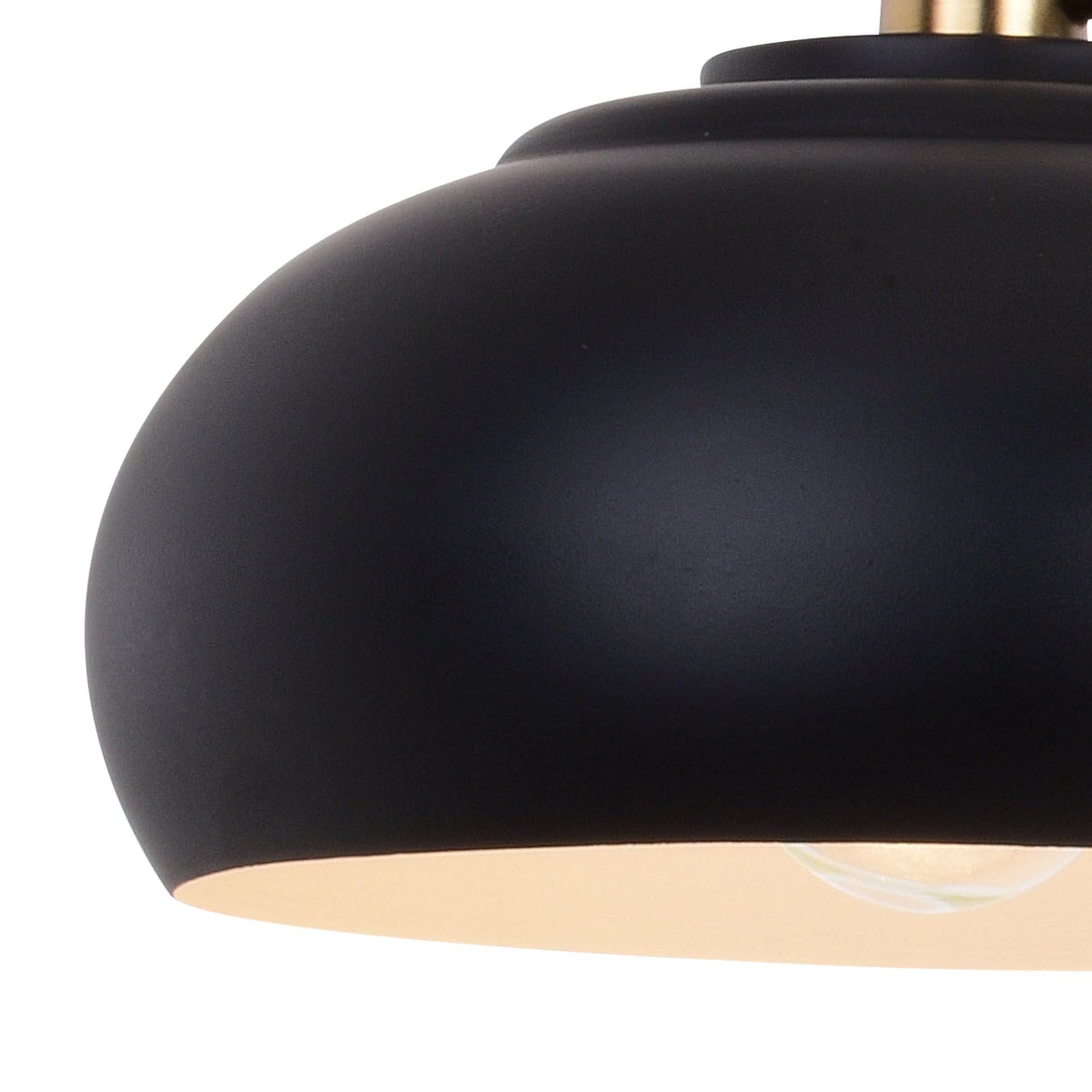 Vaxcel Belmont 28" 3-Light Black and Brass Mid-Century Modern Bathroom Vanity Wall Light With Black Metal Dome Shades