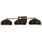 Vaxcel Belmont 28" 3-Light Black and Brass Mid-Century Modern Bathroom Vanity Wall Light With Black Metal Dome Shades