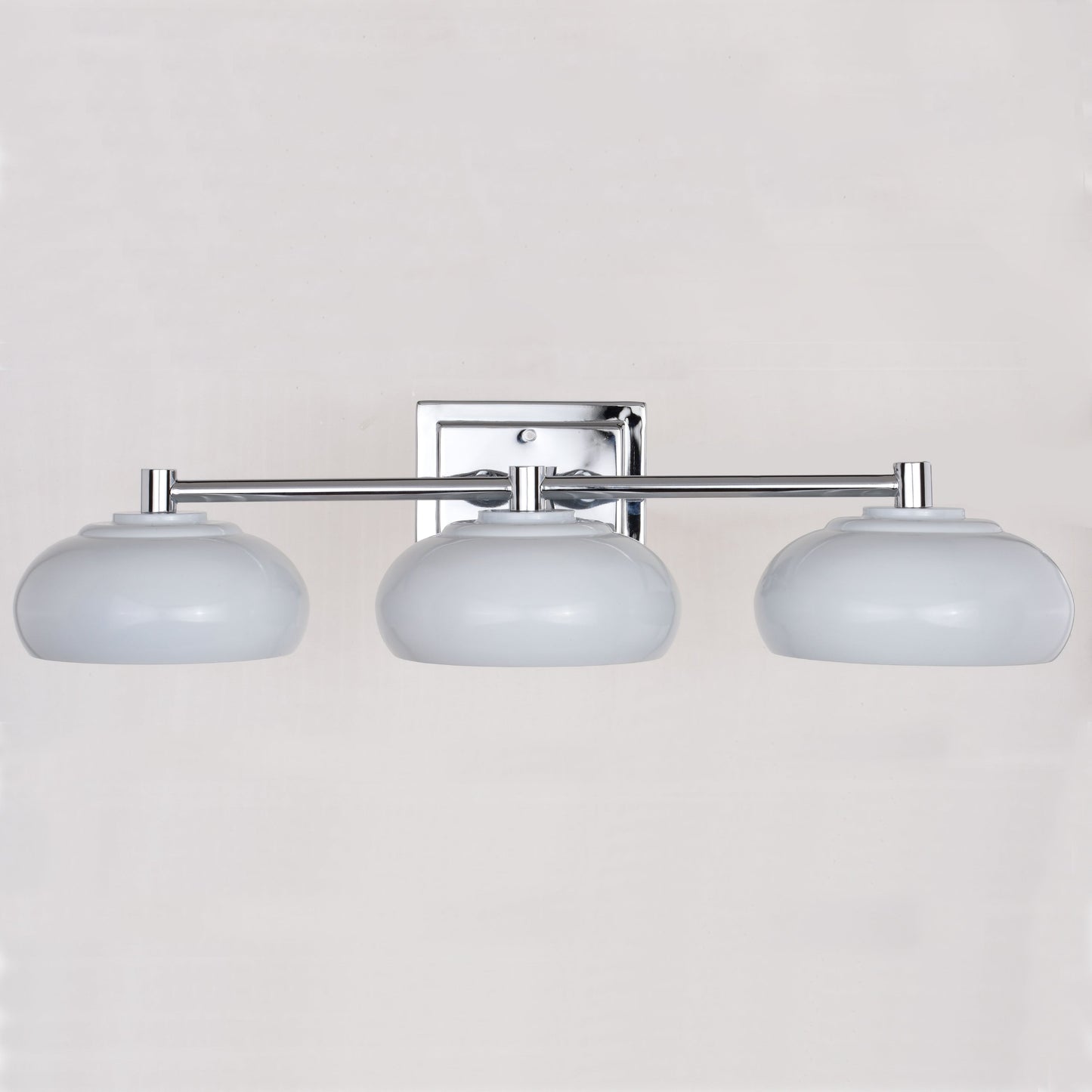 Vaxcel Belmont 28" 3-Light Chrome and White Mid-Century Modern Bathroom Vanity Wall Light With White Metal Dome Shades