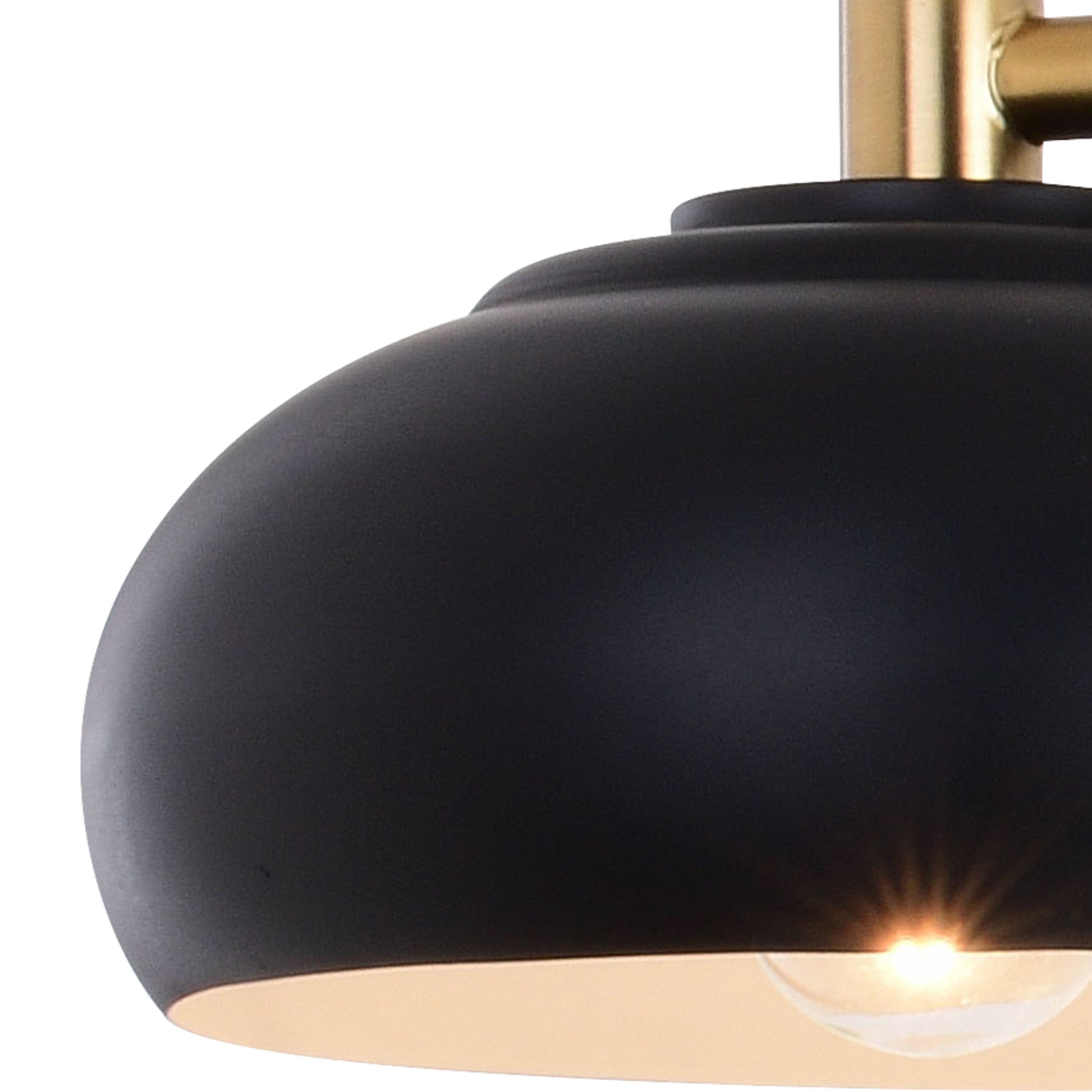 Vaxcel Belmont 38" 4-Light Black and Brass Mid-Century Modern Bathroom Vanity Wall Light With Black Metal Dome Shades